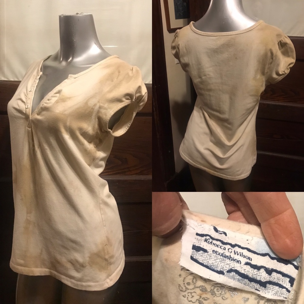 Ladies eco plant tiedyed upcycled cotton tshirt L